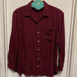 Old Navy Polka Dot Button Down Long Sleeve Blouse